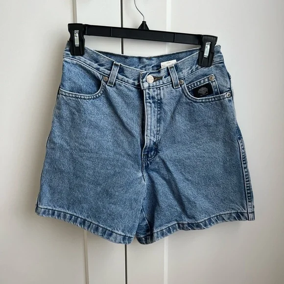 VINTAGE Harley Davidson High Rise Mid Thick Denim Jean Short Size 4